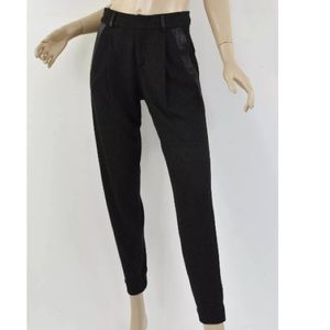 Vince pleated gray pants with leather trim
